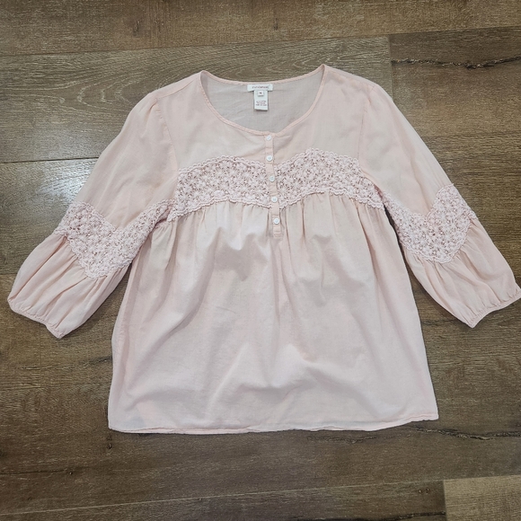 Sundance Tops - Sundance Crochet Henley Blouse Med Boho Lightweight Casual Hippie Cottage